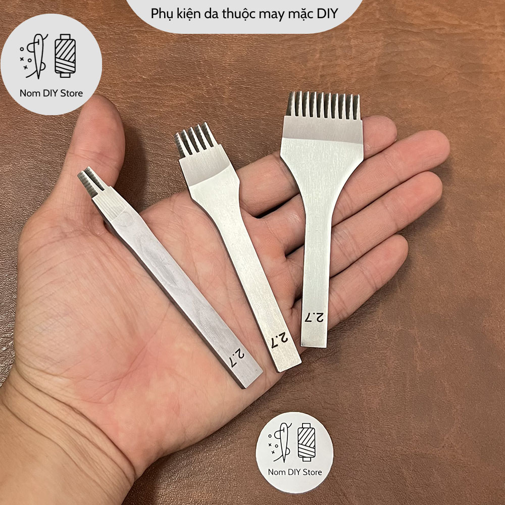 Đục xiên chéo khâu may tay 2.7/ 3.0/ 3.38/ 3.85mm thép trắng dụng cụ làm da túi xách thắt lưng bóp thủ công handmade diy
