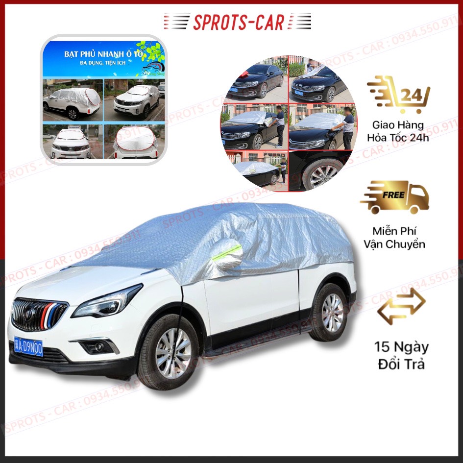 Bạt trùm nửa xe ô tô tráng bạc cao cấp-bạt phủ xe ô tô