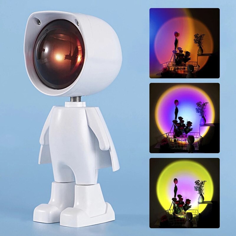 Đèn Hoàng Hôn Phi Hành Gia - Đèn Led Robot Hoàng Hôn/Cầu Vồng - Đèn Tiktok - Đèn Robot Sống Ảo Quay Video Chụp Ảnh
