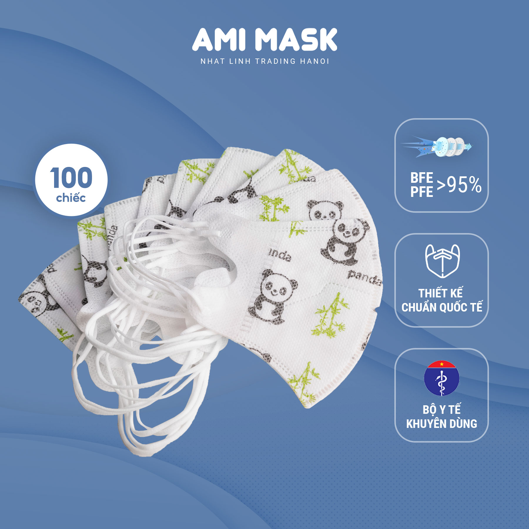 [30-100 chiếc] Khẩu trang y tế trẻ em AMI 5D Mask for kids 3 lớp kháng khuẩn, chống bụi mịn an toàn cho bé