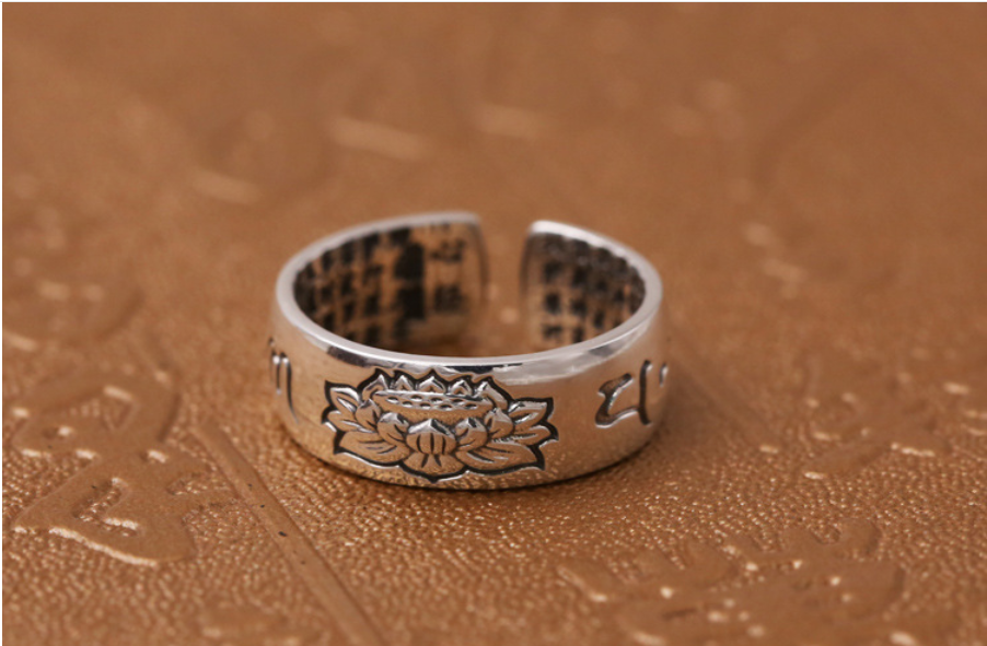 [HCM]NHẪN KHẮC OM MANI PADME HUM - HOA SEN - NH215