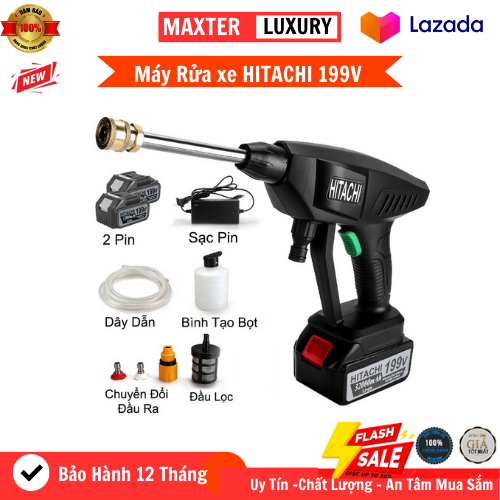 Máy rửa xe cầm tay hitachi 199v - máy rửa xe mini - máy rửa xe cao áp - máy rửa xe công suất lớn hitachi - máy rửa xe pin hitachi - đa chức năng, dễ sử dụng –3 chế độ phun rửa