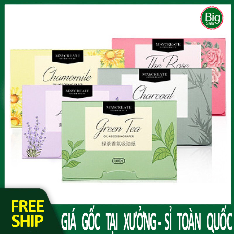 Hộp 100 tờ Giấy thấm dầu Maycreate cho da dầu, da mụn BIGSALEMART A25