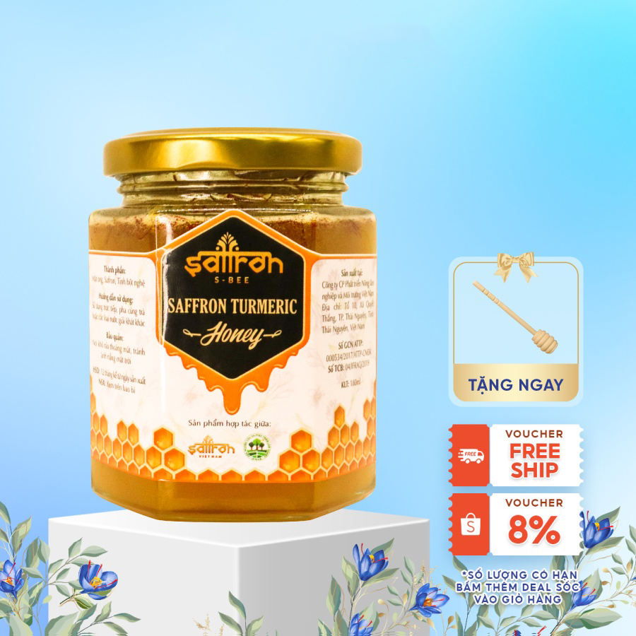 Mật ong Saffron Tinh Bột Nghệ 180ml hộp Saffron Turmeric Honey