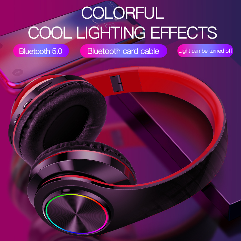 Led trò chơi Tai nghe Bluetooth Tai nghe không dây với mic trẻ em Mega Bass Stereo âm nhạc earbud thể thao Tai nghe Headband Receiver