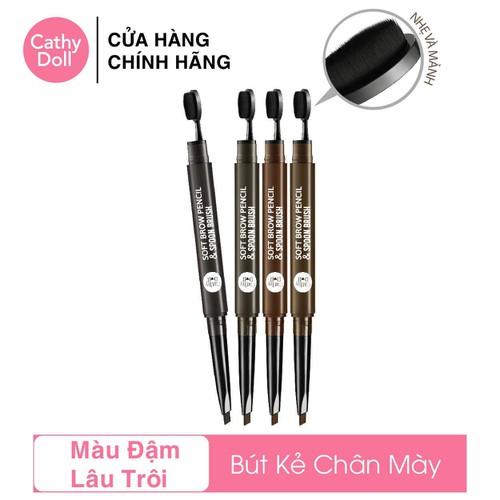 Chì kẻ chân mày cathy doll 04 dark brown 0.28g soft brow pencil & spoon brush