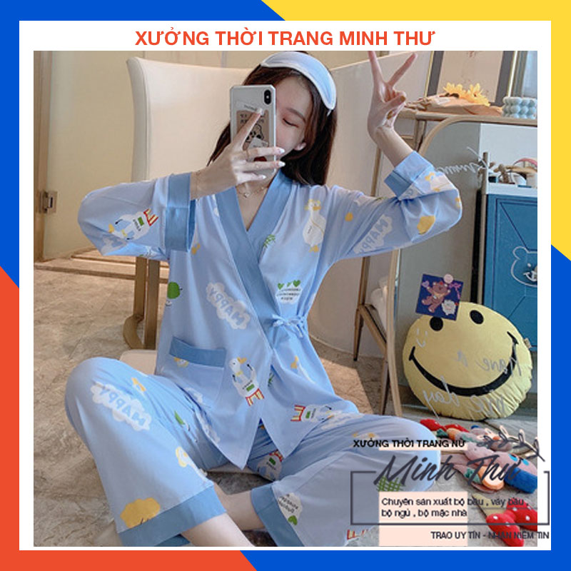 Bộ bầu - bộ sau sinh -( bộ tà vắt chéo - Dài ) chất liệu thun sữa- mặc nhà thời trang trẻ