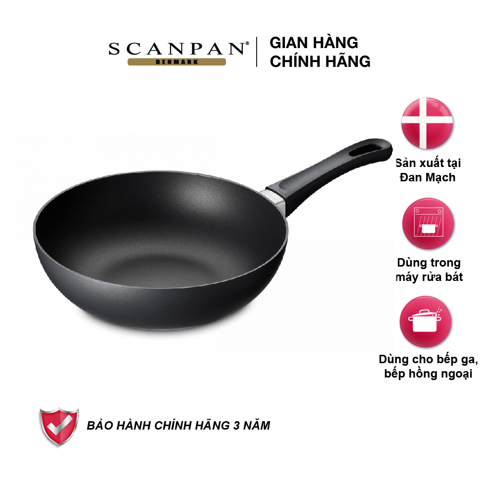 Chảo chống dính đáy từ sâu lòng Scanpan Classic 26cm 53082614, bảo hành chống dính 3 năm, sản xuất tại Đan Mạch