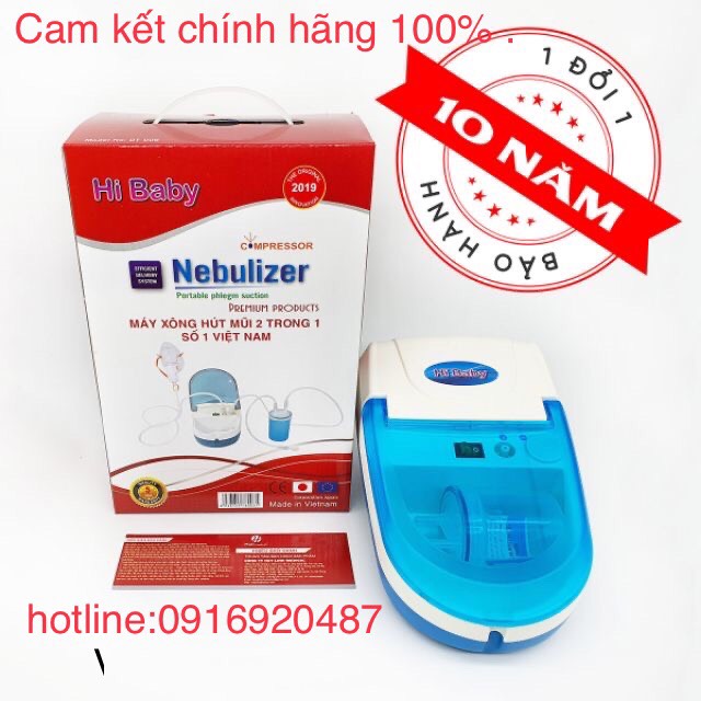 Máy xông khí dung ,hút mũi họng hibaby có 2 chế độ xông và hút hàng chính hãng cty phân phối