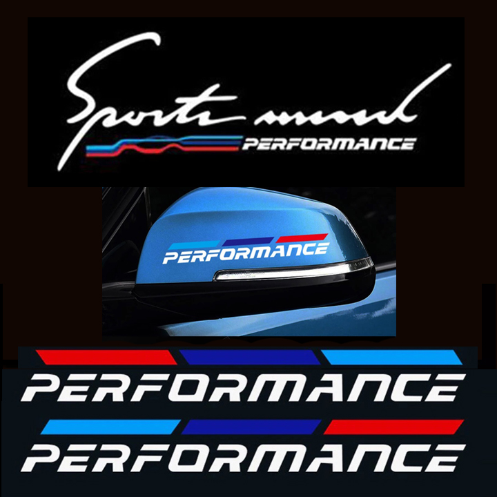 Combo 2 tem dán cửa + 2 tem dán gương chiếu hậu + tem sport mind dán xe ô tô Performance 03