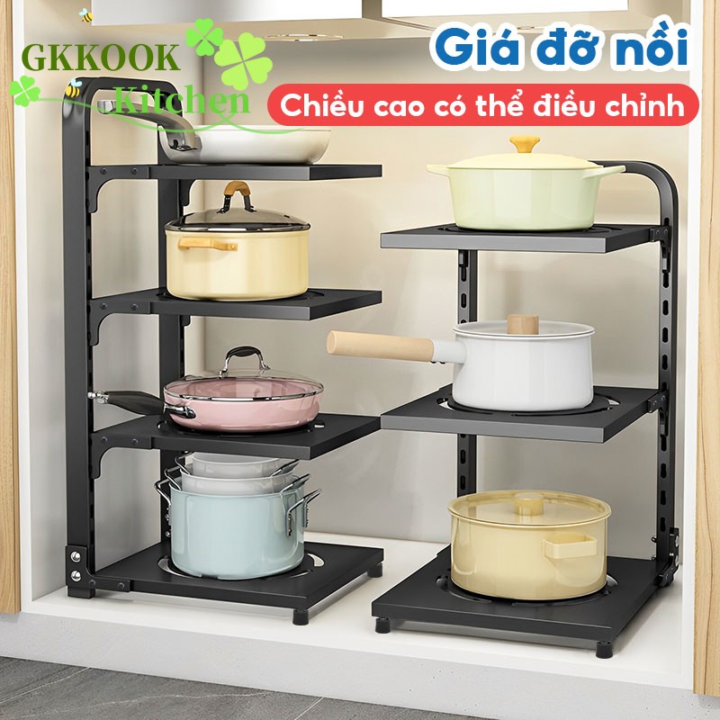 Kệ để xoong nồi nhiều tầng Kệ bếp nhiều tầng,Kệ để nồi Giá để xoong nồi tủ bếp,Kệ để đồ nhà bếp, kệ nắp nồi, đồ dùng thiết thực Giá để xoong nồi tủ bếp minh tiện dụng