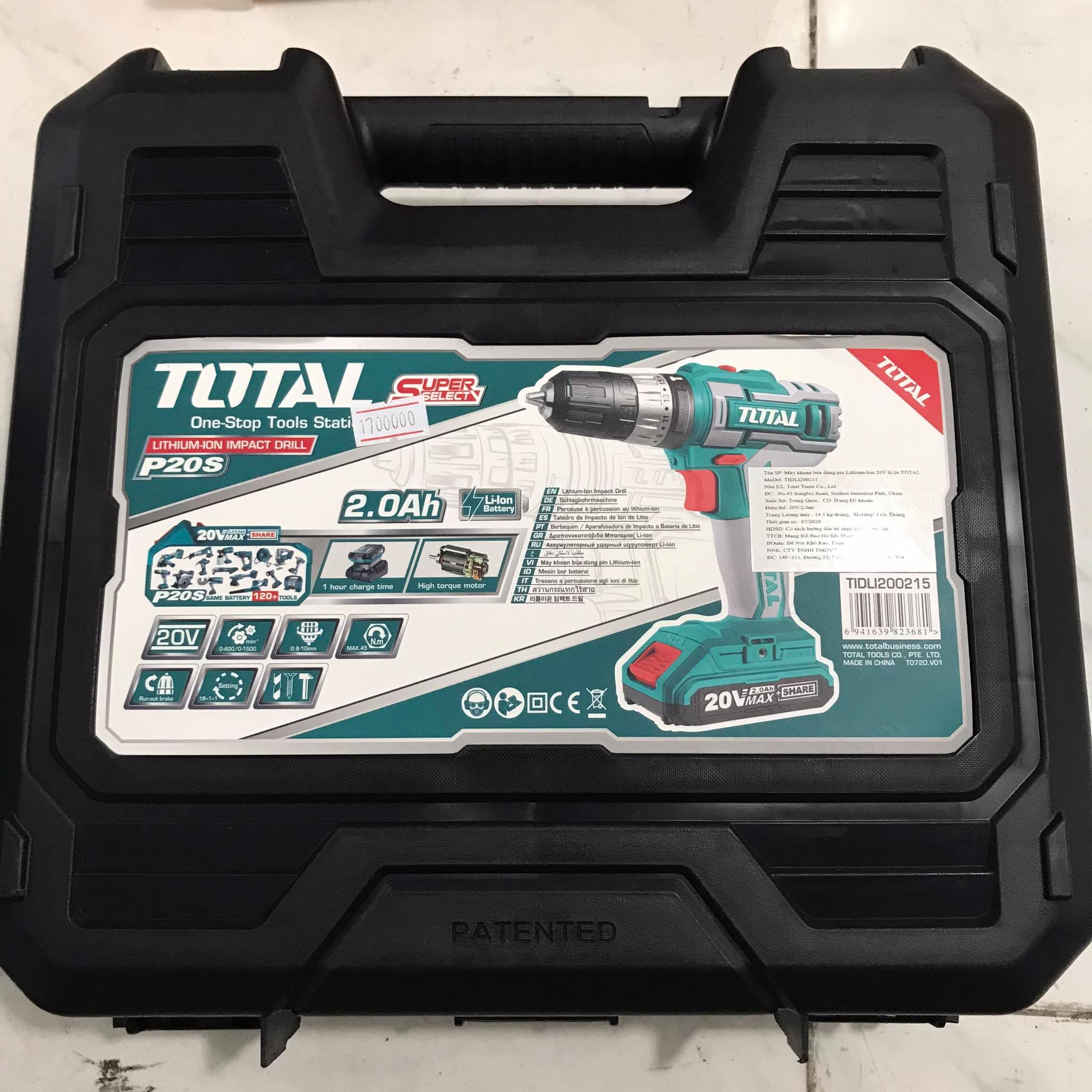 20V Máy khoan búa dùng pin Total TIDLI200215