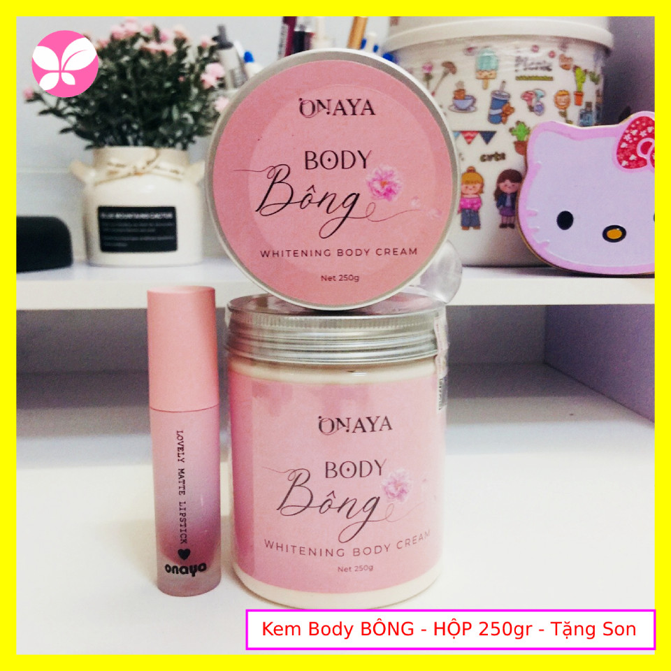 Kem body bông onaya 250gr - tặng kèm son - kem body bông tq group