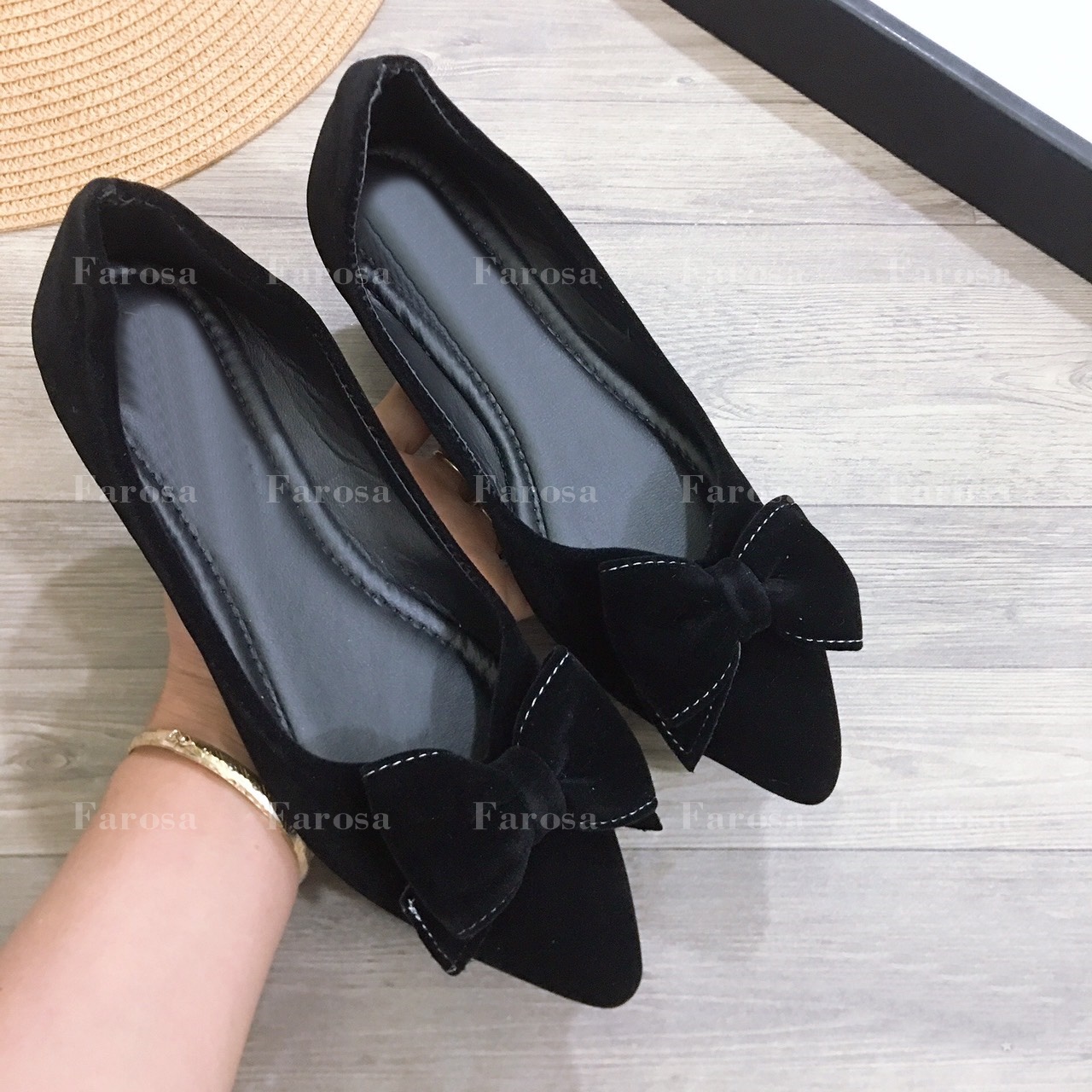 Giày đế bằng búp bê thời trang nữ phối nơ điệu đà êm chân