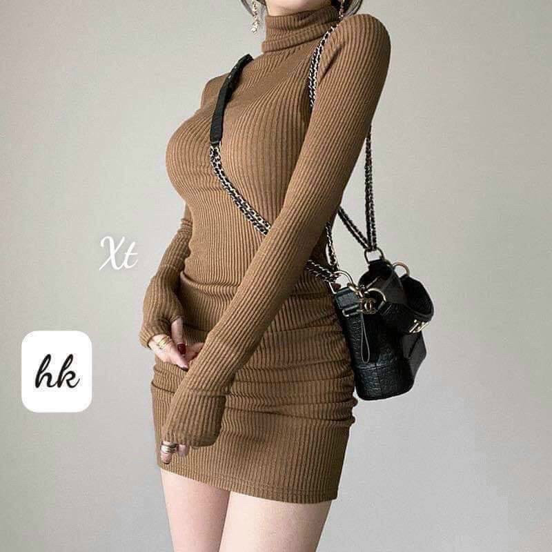 Đầm body cổ lọ kèm rút 2 bên hông ngắn trên gối sexy ttkxa0159