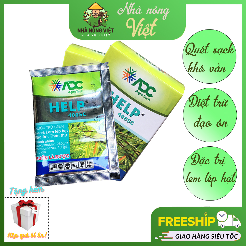 1 Hộp 10 Gói Thuốc Trừ Nấm Bệnh HELP 400sc – 10ml Dạng Nước , Thuốc Trừ Sâu Sinh Học Gây Hại Cây Trồng Như Lem Lép Hạt, Thán Thư, Đạo Ôn , Khô Vằn – Nhà Nông Việt