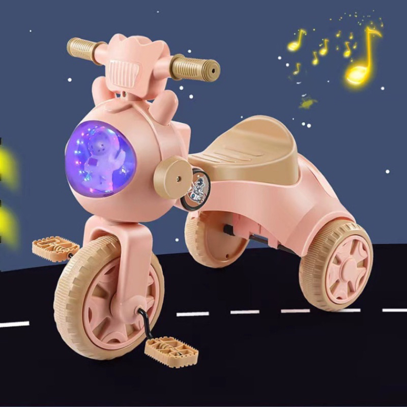 Xe đạp 3 bánh Kèm Bàn Đạp cho bé gấp gọn cao cấp phi hành gia có đèn nhạc cho bé 1-6 tuổi.