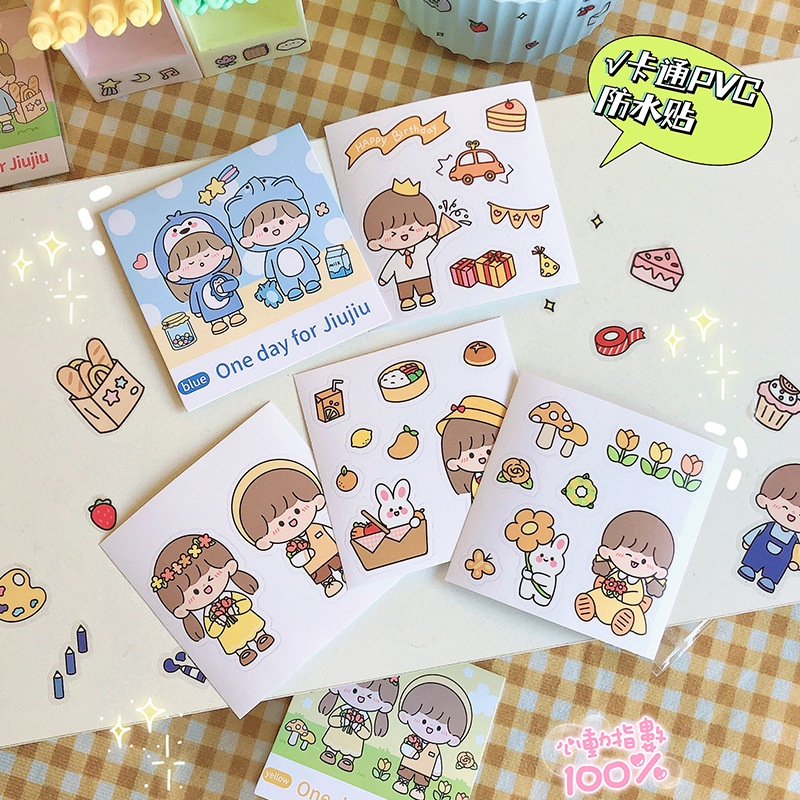 Set 4 tấm nhiều miếng sticker dễ thương trang trí điện thoại, máy tính, sổ vở, kệ, hộp văn phòng phẩm mimomart