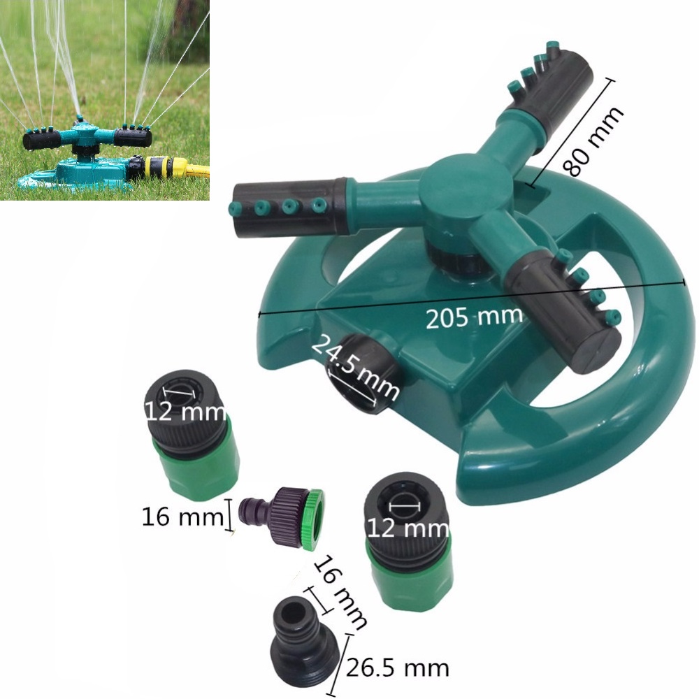 Vòi xoay 360 độ phun tưới vườn cây cảnh quan phun nước làm mát mái sân vườn tặng kèm 2 đầu nối ống 16 và khớp nối đầu vòi nước