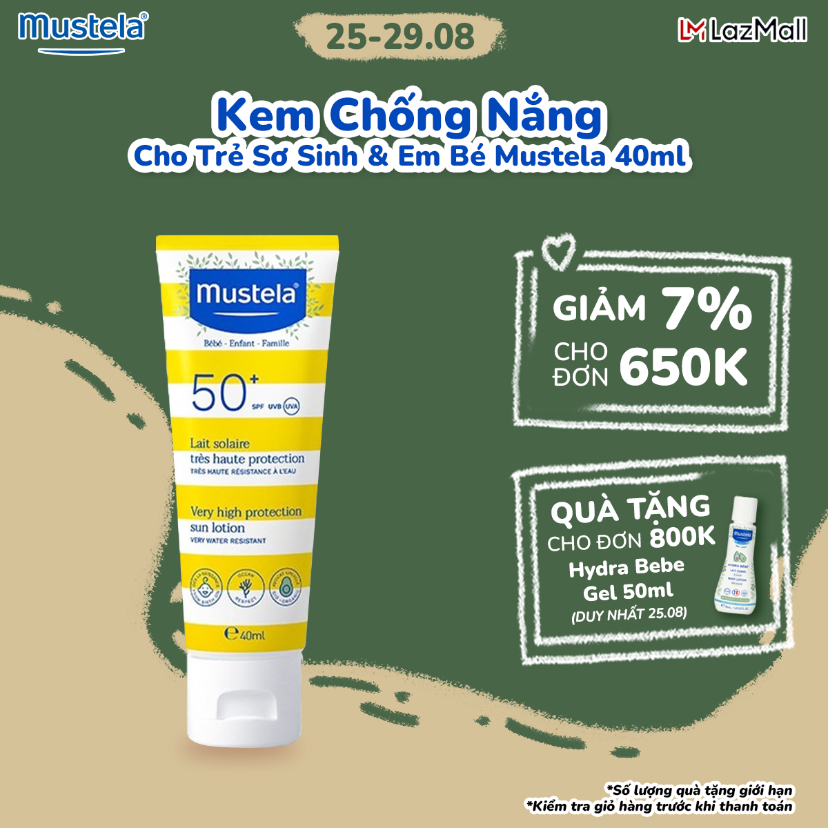 Kem chống nắng cho cả gia đình mustela spf 50+ 40ml
