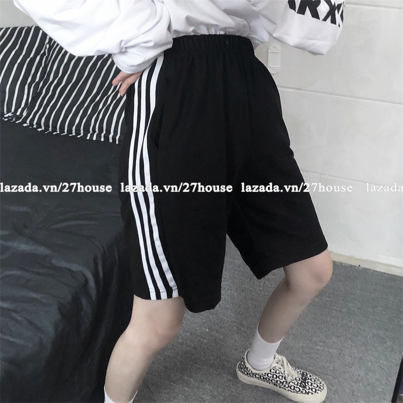Quần đùi thể thao 3 sọc ulzzang unisex quần short phom suông nam nữ đều mặc được