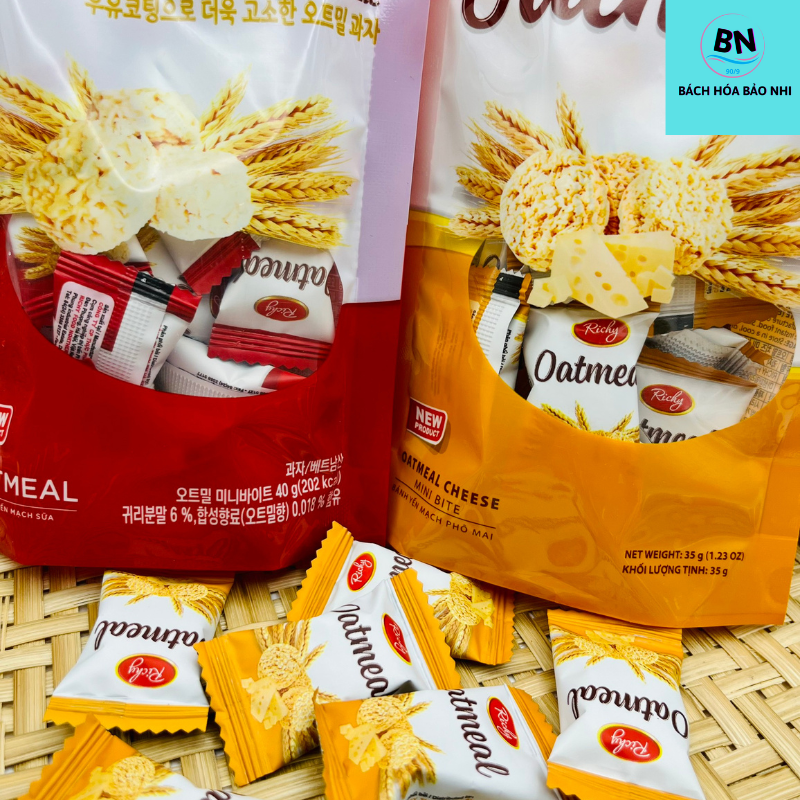 Bánh yên mạch richy oatmeal phô mai 35G & sữa 40G [DATE MỚI] BÁCH HÓA BẢO NHI