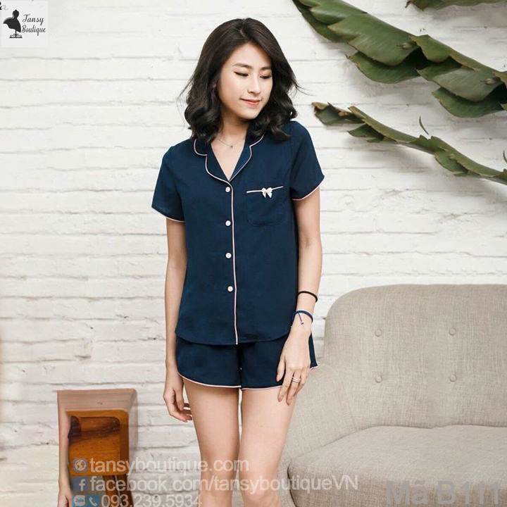 Bộ pijama đùi - chất liệu lụa phi