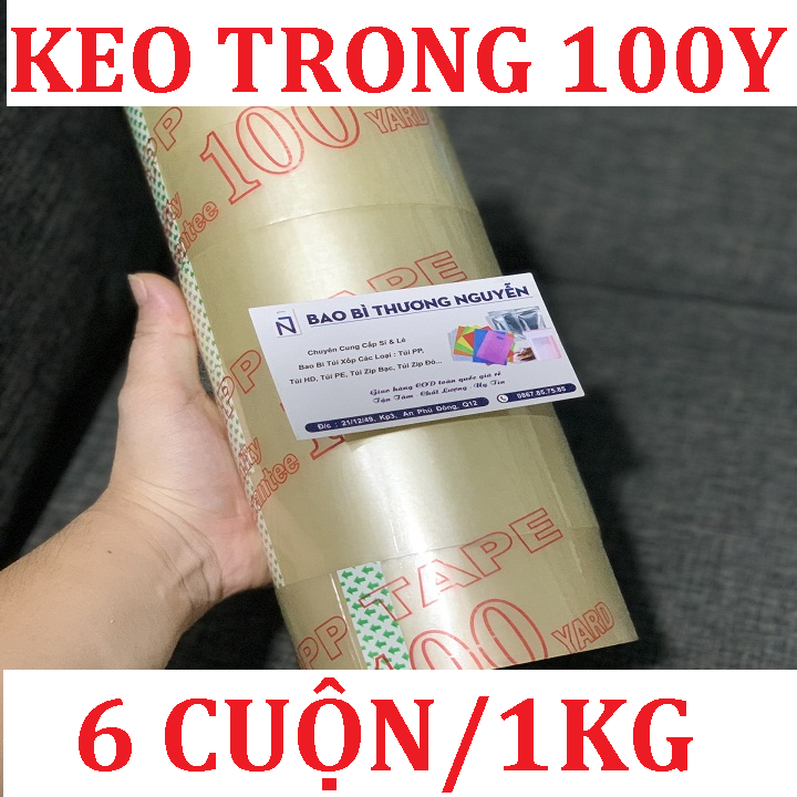 Băng keo trong, đục 100yard opp, trọng lượng 1kg/cây, keo usa dính tốt chất lượng chuẩn, bao bì thương nguyễn