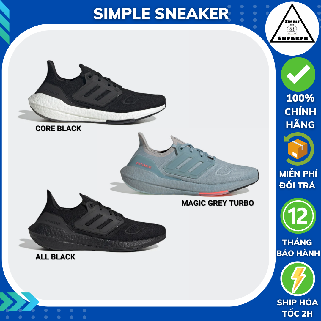 Giày adidas ultraboost 22 màu đen chính hãng simple sneaker ultra boost 22 magic grey turbo giày chạy bộ tập gym gz0127