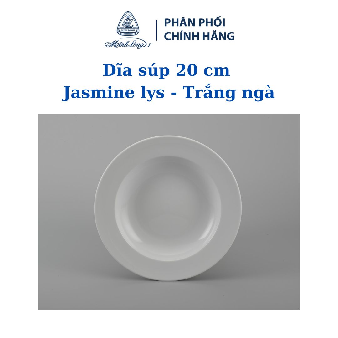 Dĩa súp 20 cm - jasmine lys - trắng ngà - gốm sứ cao cấp minh long 1