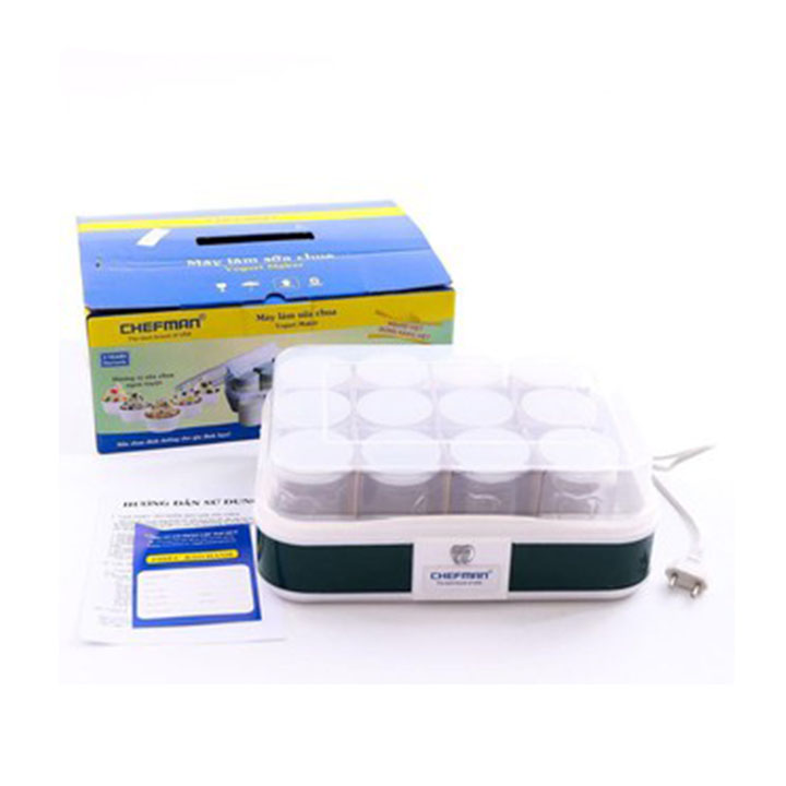 Máy làm sữa chua cao cấp 12 cốc thủy tinh Chefman CM-311T -Hàng Việt Nam Chất Lượng Cao