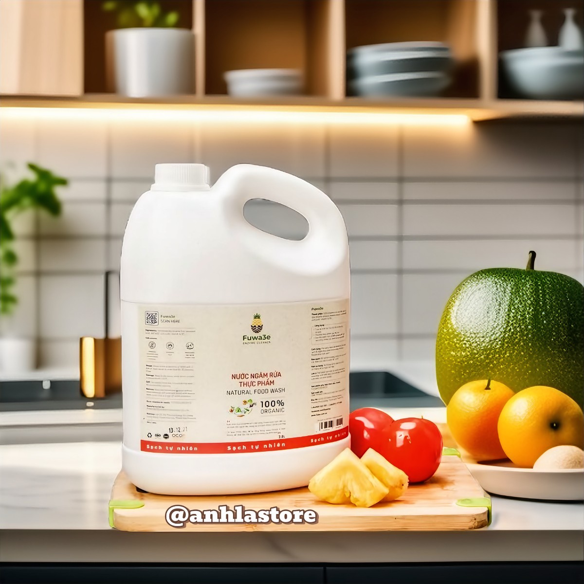 Nước Ngâm Rửa Rau Củ Quả Sinh Học Fuwa3e, Can 3.8 Lít, Hàng chính hãng