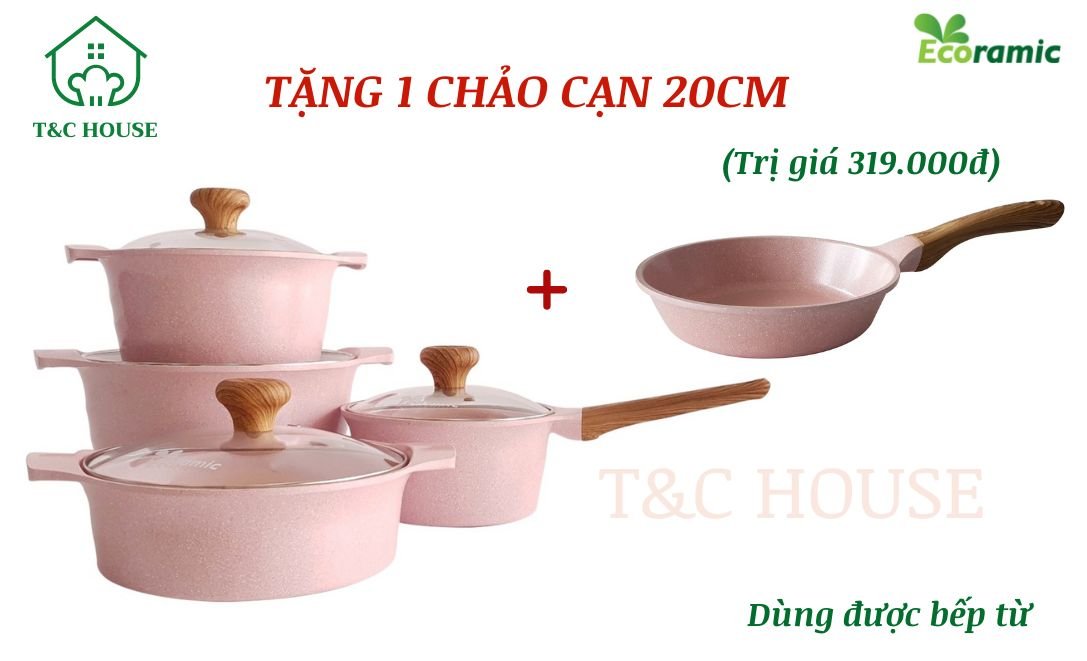Bộ nồi chảo chống dính đáy từ ecoramic cao cấp