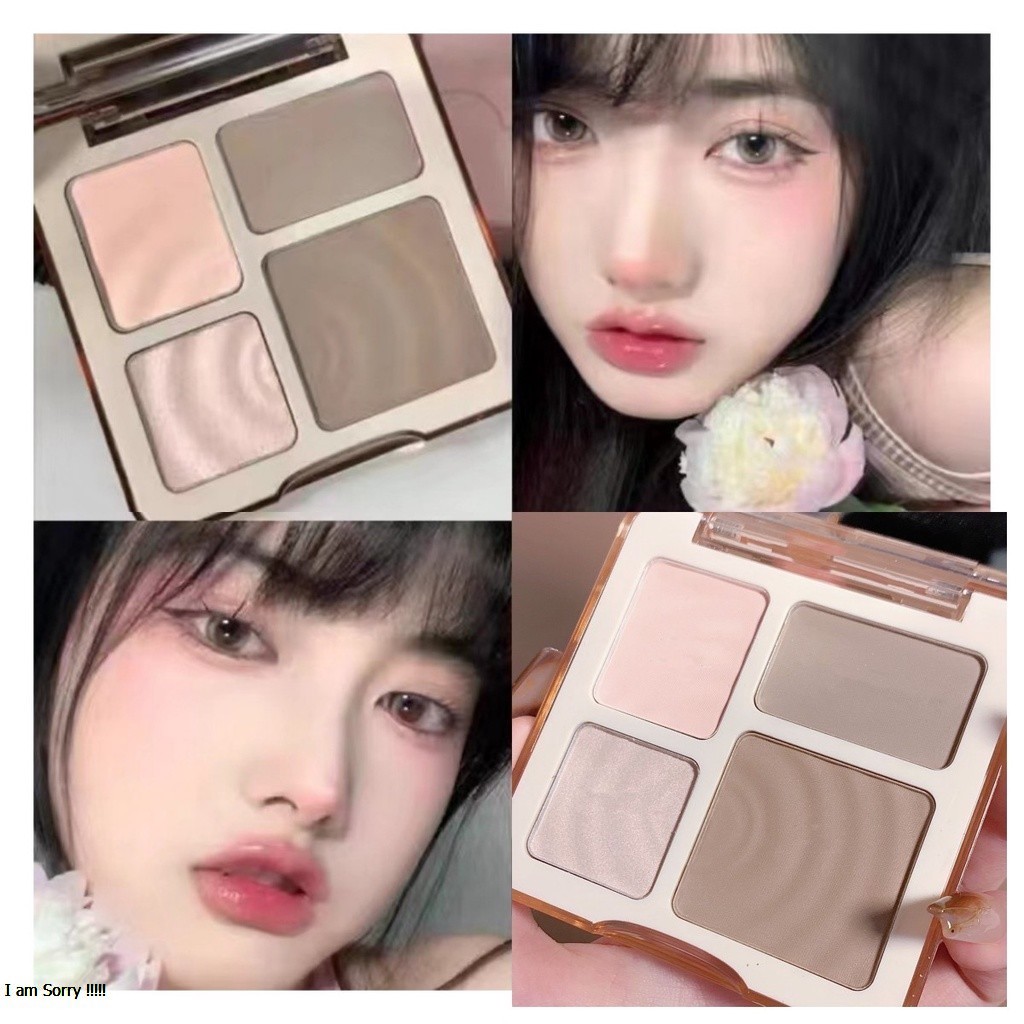 Phấn bắt sáng highlight tạo khối má hồng 4 ô SWEETMINT mịn tự nhiên trang điểm xinh HATOLA