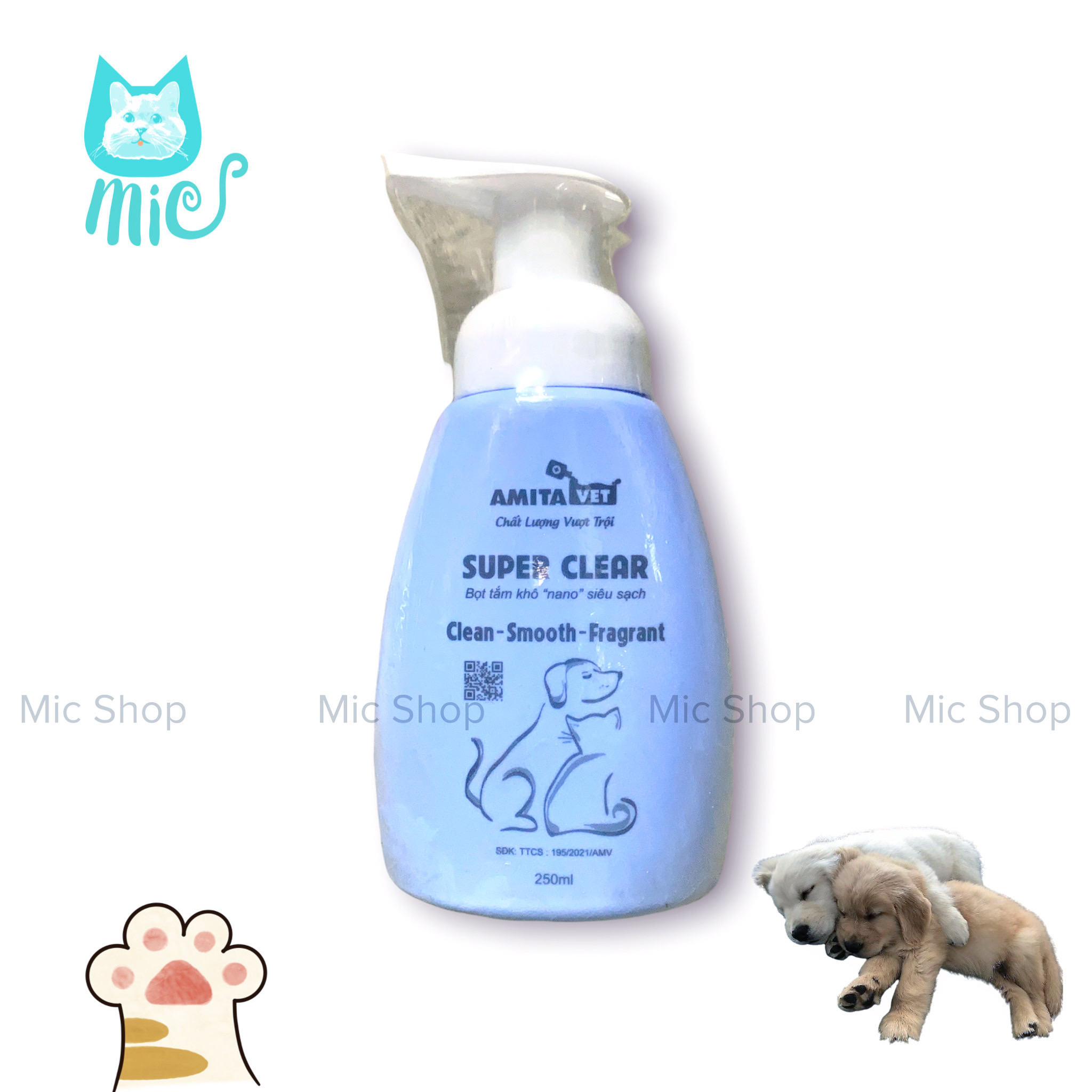 Bọt tắm khô nano- super clear siêu sạch cho thú cưng