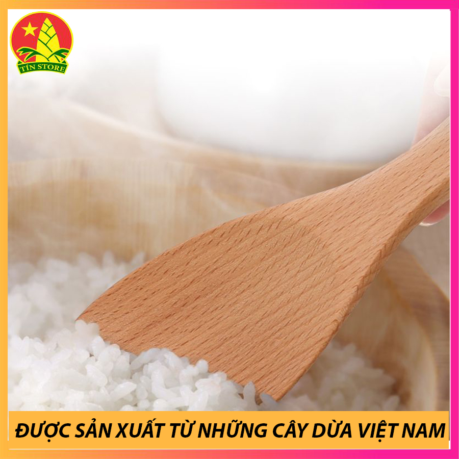 Môi xới cơm bằng gỗ dừa chống dính.Có vân gỗ cực đẹp qua kiểm định an toàn thực phẩm - SRV00855