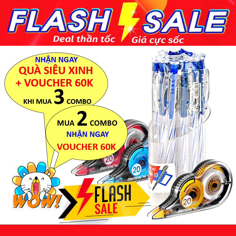 Combo 20 bút bi xanh & 01 bút xóa kéo siêu tiết kiệm