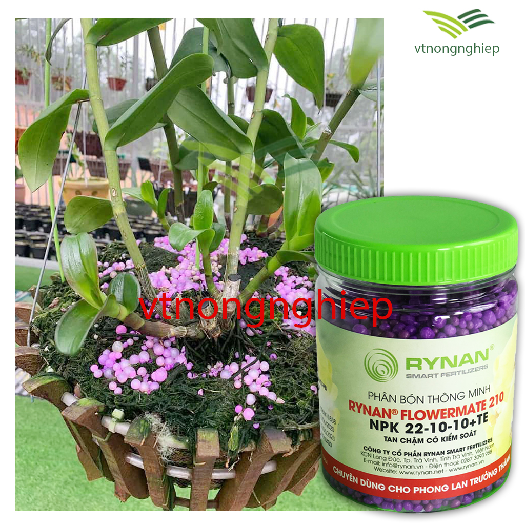 Phân bón rynan-210, lọ 150(g), npk 22-10-10+te, rynan flowermate 210  giai đoạn hoa lan dưỡng cây sau ra hoa, nuôi dưỡng mầm mới hoặc cây trưởng thành