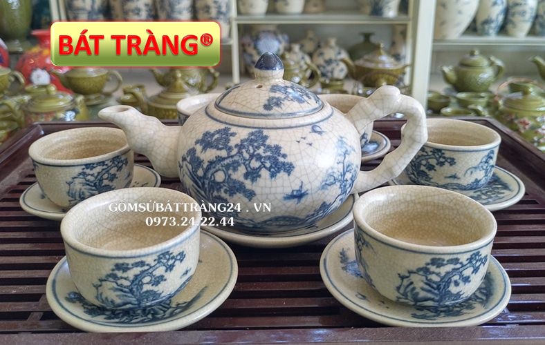 ẤM TRÀ GIẢ CỔ ĐẸP BỘ ẤM CHÉN SỨ BÁT TRÀNG CỠ NHỎ