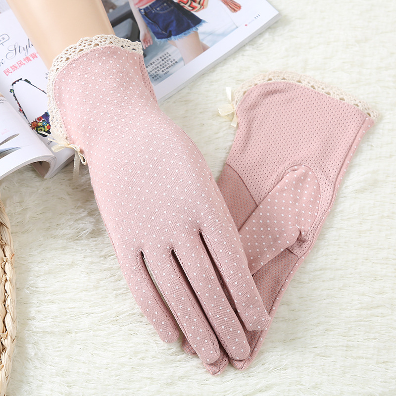 Găng tay nữ chống nắng UV - Họa tiết chấm bi