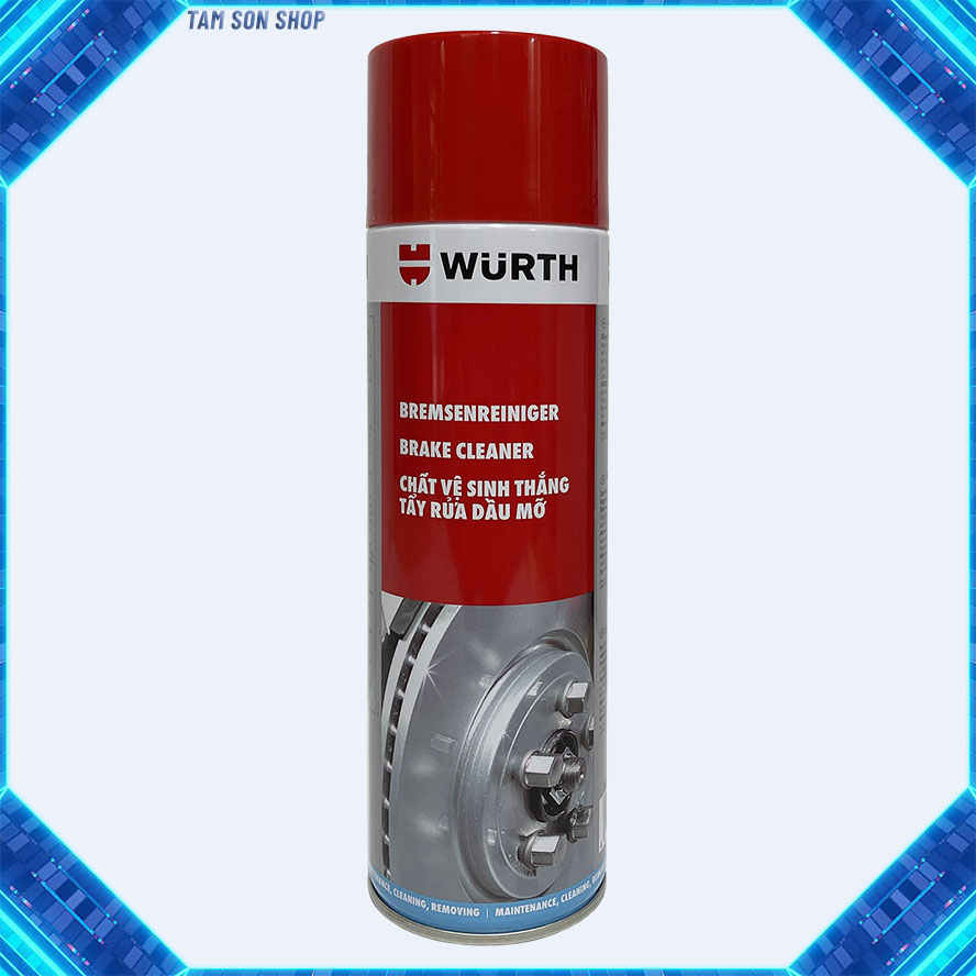 Vệ sinh thắng Wurth Brake cleaner chất tẩy rửa dầu mỡ máy và khô nhanh, chai 500ml