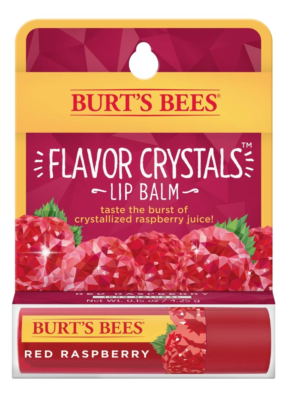 Son dưỡng môi thiên nhiên Burt's Bees Flavor Crystals 100% Natural Lip Balm Red Raspberry 4,25g (Mỹ)