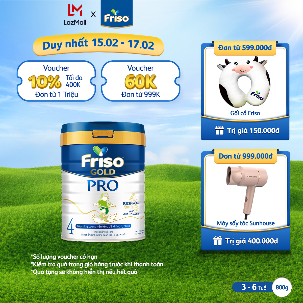 [Nhập khẩu Hà Lan] Sữa Friso Gold PRO 4 800g cho trẻ trên 3 tuổi