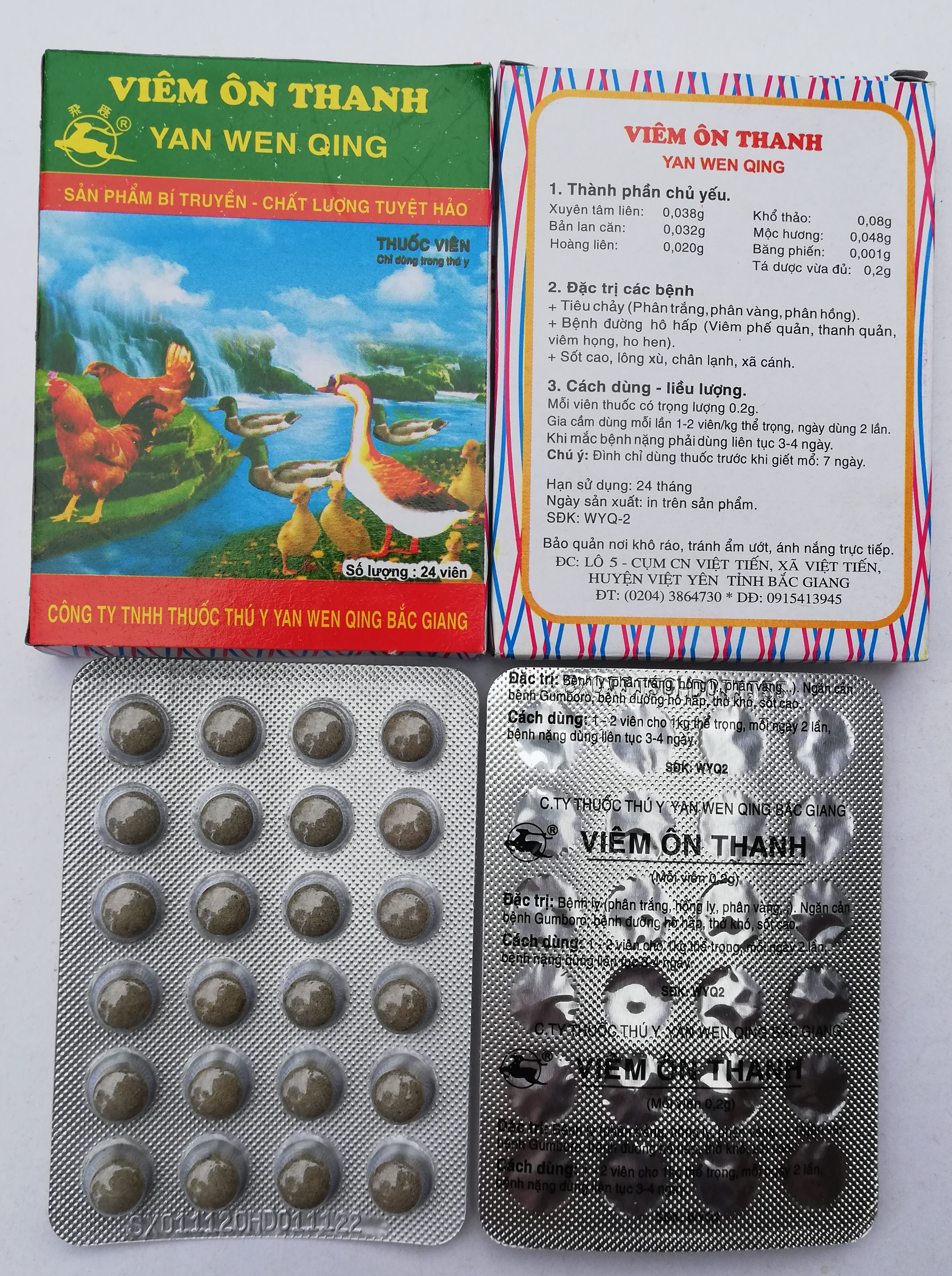 Viêm ôn thanh vỉ 24 viên cho gà đá, gà chọi, chim cảnh