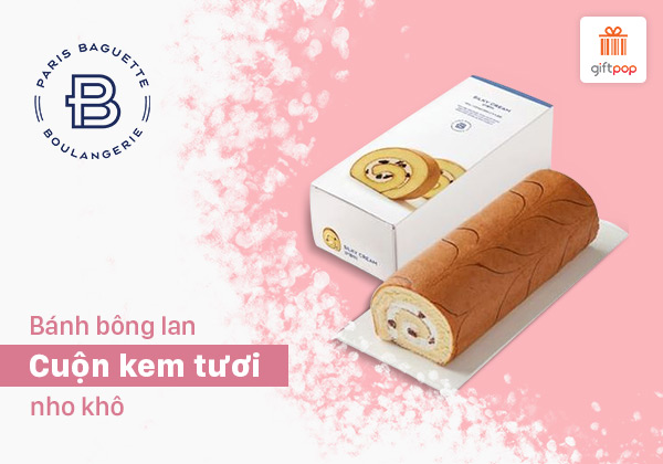 Paris Baguette - Bánh bông lan cuộn kem tươi nho khô