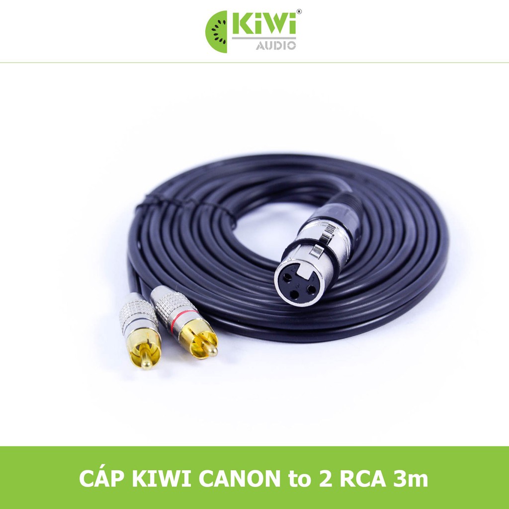 Dây canon âm ra 2 AV hoa sen Kiwi cao cấp bằng đồng - Dây Canon cái ra bông sen 2AV
