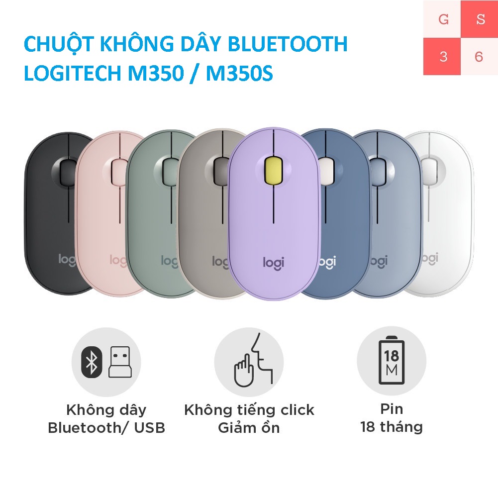 Chuột không dây Bluetooth Logitech Pebble M350 / M350s - Hàng chính hãng