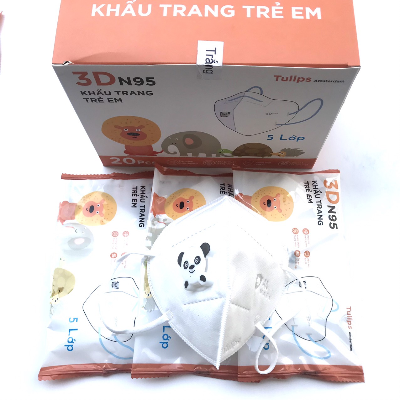 Hộp 20 cái Khẩu Trang Trẻ Em Có Van Thở 3D N95 Tulips Dòng Sản Phẩm Cao Cấp, Chống Bụi Mịn, Kháng Khuẩn