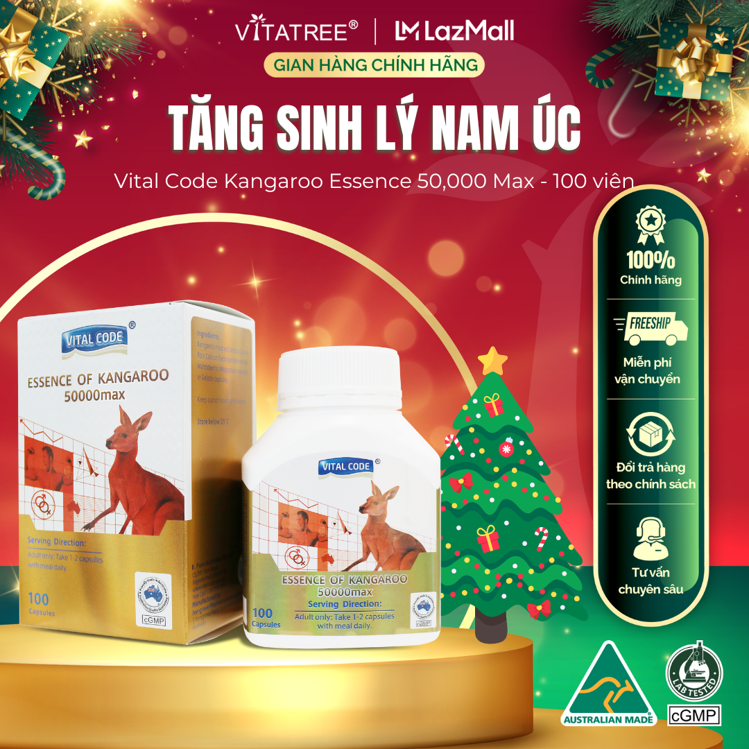 Viên uống tăng cường sinh lý nam Vitatree Vital Code Kangaroo Essence 50,000 Max hộp 100 viên