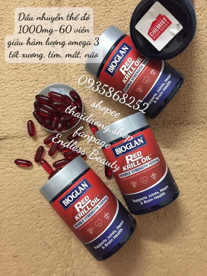 Red Krill Oil Bioglan Dầu Nhuyễn Thể  60 viên mẫu mới